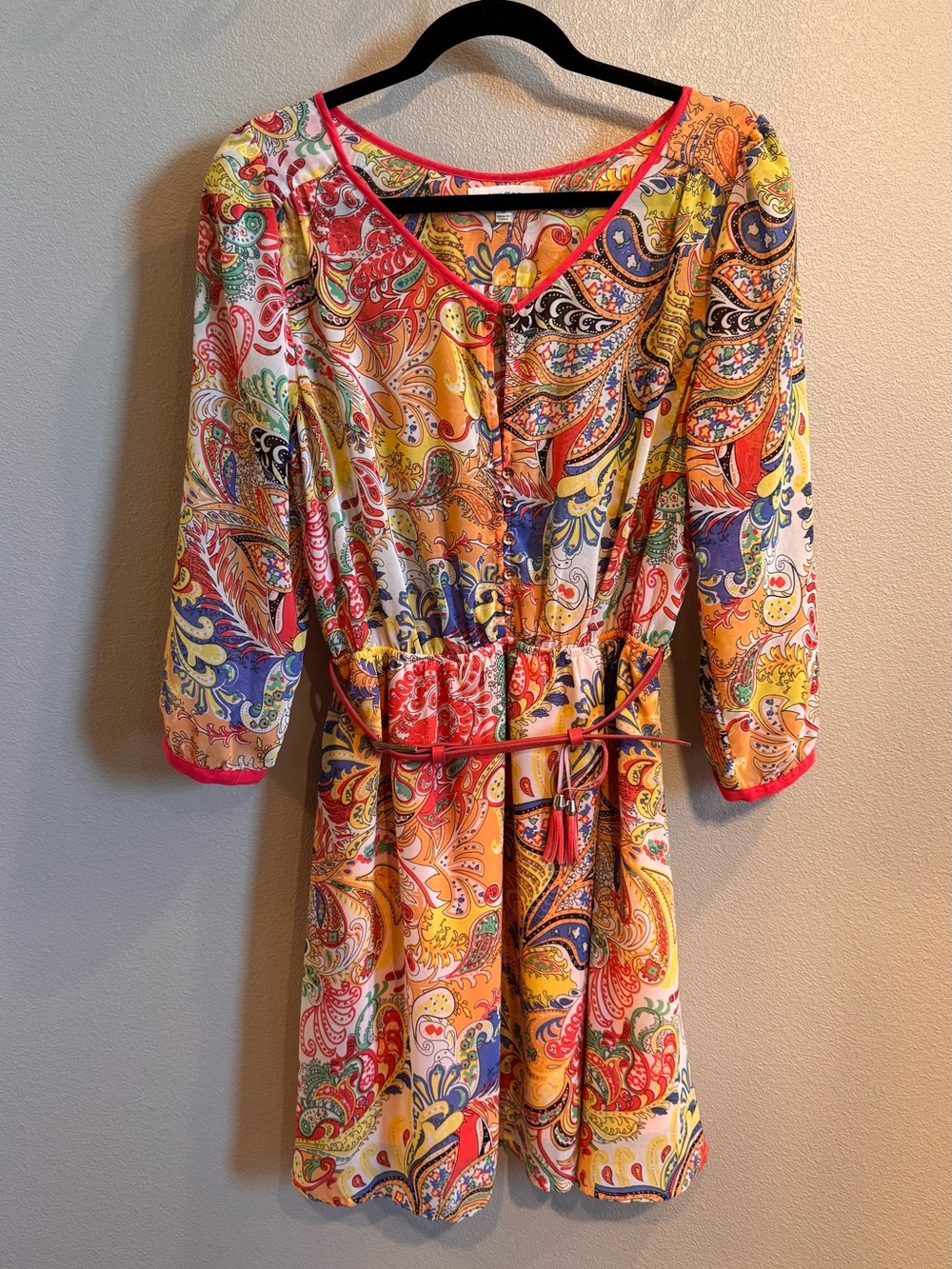Umgee Multicolor Paisley Midi Dress - Yellow, Red, Blue, Green